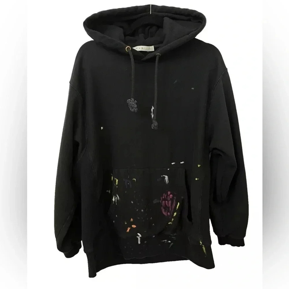 MNML Black Paint Splatter size L Unique Streetwear Artist Hoodie Thick Quality